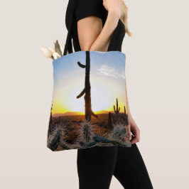 Giant Saguaro Cactus op Sunset in Sonoran Desert Tote Bag