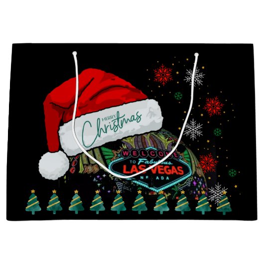 Giant Santa Hat Las Vegas Kerst Gift Bag Groot Cadeauzakje (Voorkant)