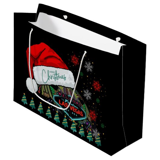 Giant Santa Hat Las Vegas Kerst Gift Bag Groot Cadeauzakje (Voorkant Gekanteld)