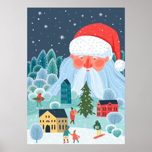 Giant Santa Oversees Town Poster (Voorkant)