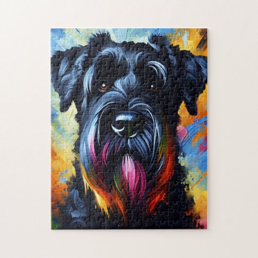Giant Schnauzer Dog Acryl Print | Kleurrijk Legpuzzel (Verticaal)