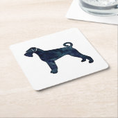 Giant Schnauzer Dog Black Waterverf Silhouette Kartonnen Onderzetters (Schuin)