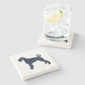 Giant Schnauzer Dog Black Waterverf Silhouette Stenen Onderzetter (Zijkant)