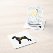 Giant Schnauzer Dog CC Boho Floral Silhouette Kartonnen Onderzetters (Insitu)