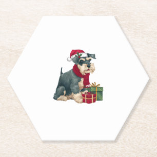Giant Schnauzer Dog Christmas Outfits Santa Hat Do Kartonnen Onderzetters