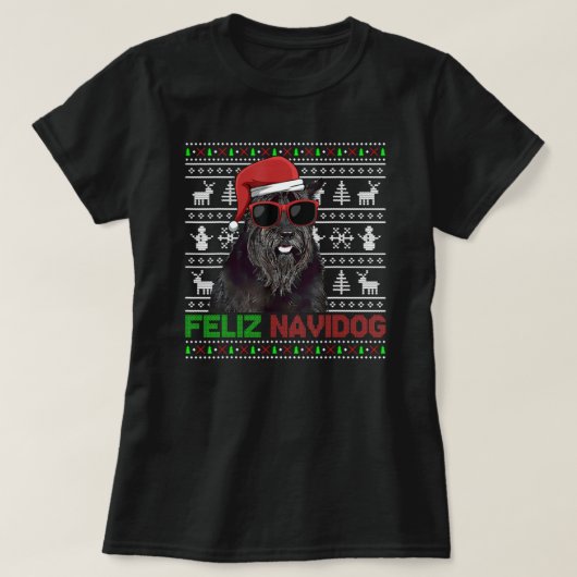 Giant Schnauzer Dog Feliz Navidog Christmas T-shirt (Design voorkant)