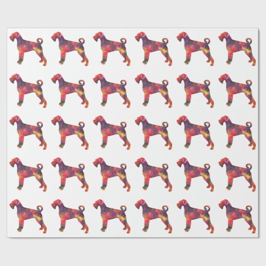Giant Schnauzer Dog Geometric Pattern Silhouette M Cadeaupapier (Vlak)