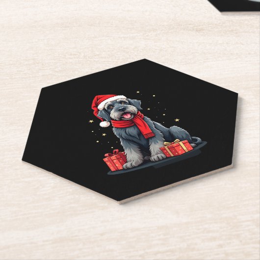 Giant Schnauzer Dog Kerstfeesten Vakantie Sant Kartonnen Onderzetters (Schuin)