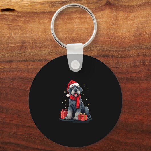 Giant Schnauzer Dog Kerstfeesten Vakantie Sant Sleutelhanger (Voorkant)