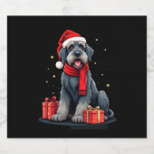 Giant Schnauzer Dog Kerstfeesten Vakantie Sant Sparkling Wijnetiket (Enkel label)