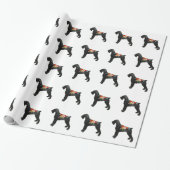 Giant Schnauzer Dog NC Boho Floral Silhouette Cadeaupapier (Uitgerold)