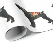 Giant Schnauzer Dog NC Boho Floral Silhouette Cadeaupapier (Rol Hoek)