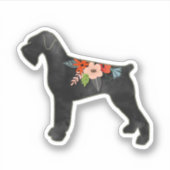 Giant Schnauzer Dog NC Boho Floral Silhouette Sticker (Voorkant)