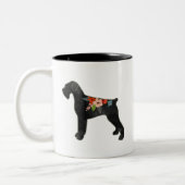 Giant Schnauzer Dog NC Boho Floral Silhouette Tweekleurige Koffiemok (Links)