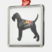 Giant Schnauzer Dog NN Boho Floral Silhouette Metalen Ornament (Links)