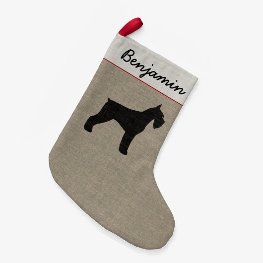Giant Schnauzer Dog Silhouette Persoonlijke mas Kleine Kerstsok (Voorkant (Hangend))