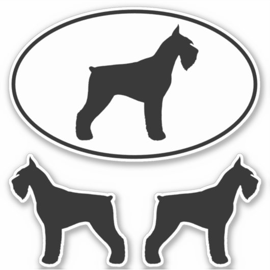 Giant Schnauzer Dog Silhouettes Vinyl Sticker Set (Voorkant)