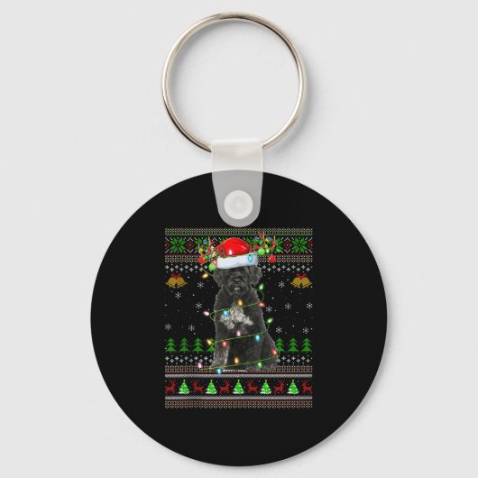Giant Schnauzer Dog Ugly Christmas Sweaters Holida Sleutelhanger (Voorkant)