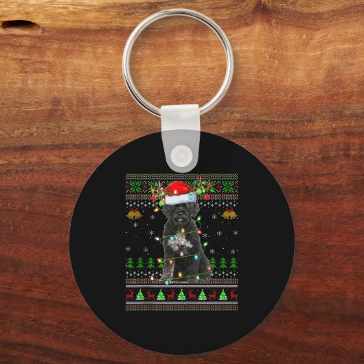 Giant Schnauzer Dog Ugly Christmas Sweaters Holida Sleutelhanger (Voorkant)