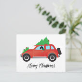 Giant Schnauzer Driving a Car - tree on top Briefkaart (Staand voorkant)