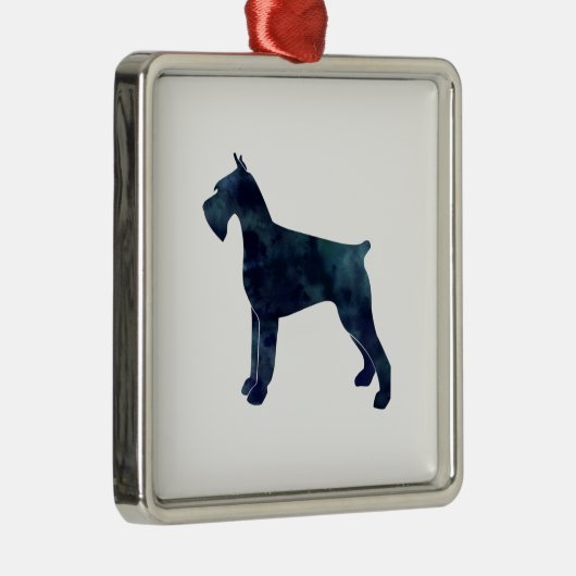 Giant Schnauzer Geometric Pattern Silhouette Metalen Ornament (Rechts)