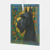 Giant Schnauzer "Glas in lood" Glas Ornament (Voorkant links)