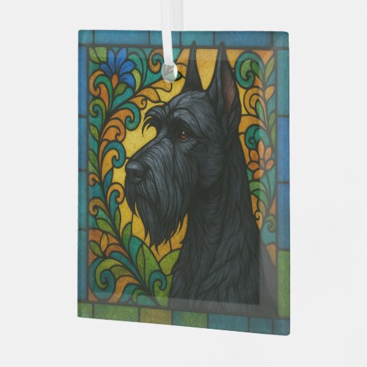 Giant Schnauzer "Glas in lood" Glas Ornament (Voorkant links)