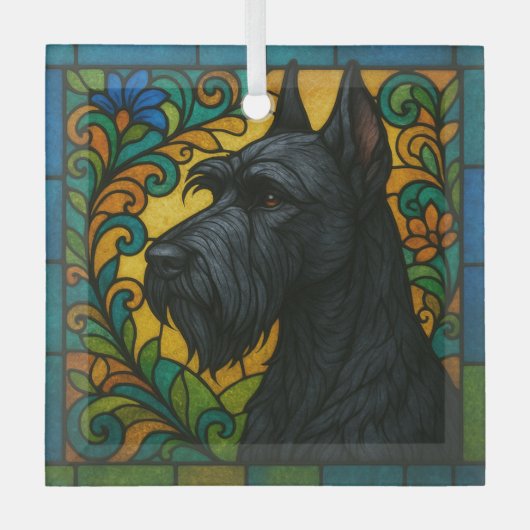 Giant Schnauzer "Glas in lood" Glas Ornament (Voorkant)