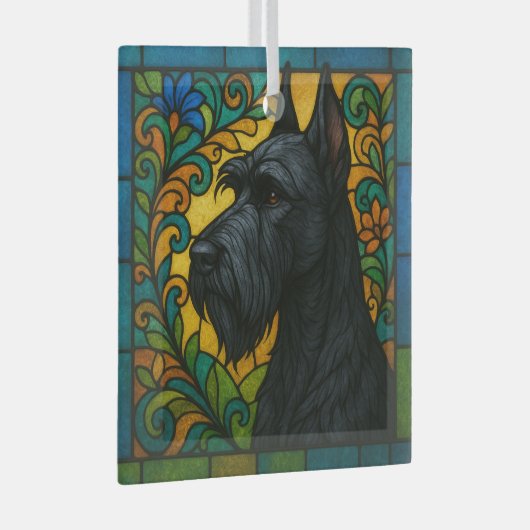 Giant Schnauzer "Glas in lood" Glas Ornament (Voorkant Rechts)