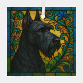 Giant Schnauzer "Glas in lood" Glas Ornament (Achterkant)