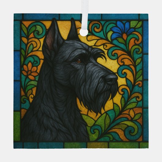 Giant Schnauzer "Glas in lood" Glas Ornament (Achterkant)