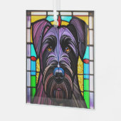 Giant Schnauzer "Glas in lood" Glas Ornament (Voorkant links)