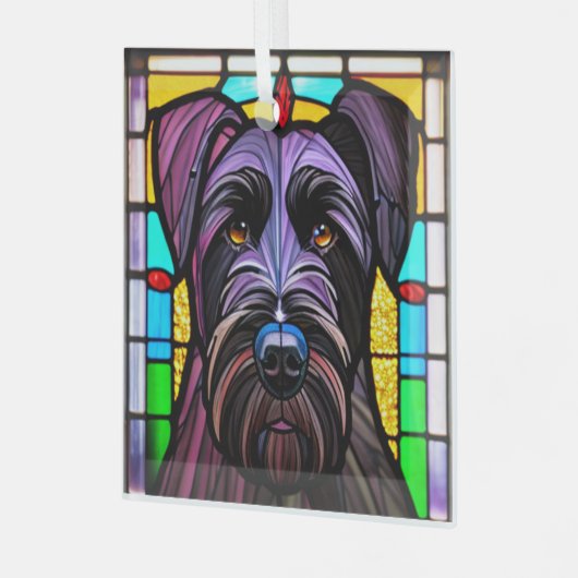 Giant Schnauzer "Glas in lood" Glas Ornament (Voorkant links)