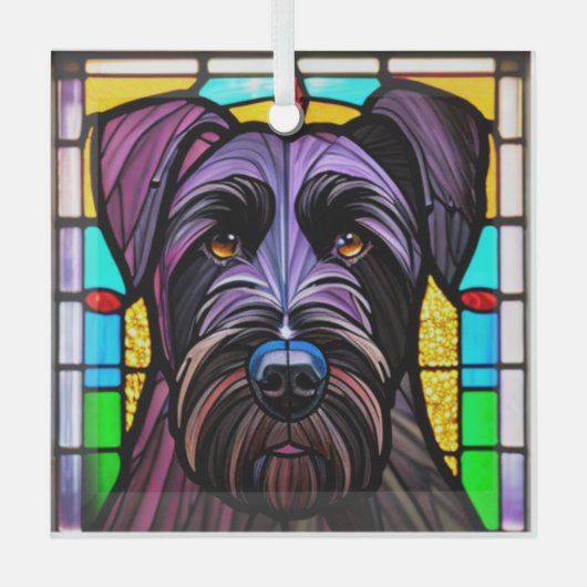 Giant Schnauzer "Glas in lood" Glas Ornament (Voorkant)
