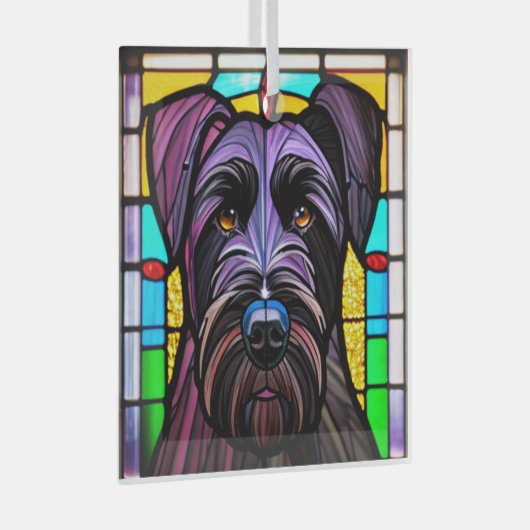 Giant Schnauzer "Glas in lood" Glas Ornament (Voorkant Rechts)