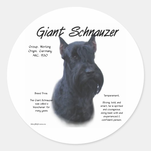 Giant Schnauzer History Design Ronde Sticker (Voorkant)