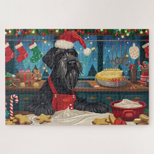 Giant Schnauzer Holiday Baking: Feestelijke Kerst Legpuzzel (Horizontaal)