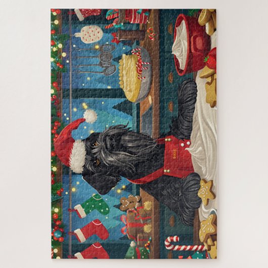 Giant Schnauzer Holiday Baking: Feestelijke Kerst Legpuzzel (Verticaal)