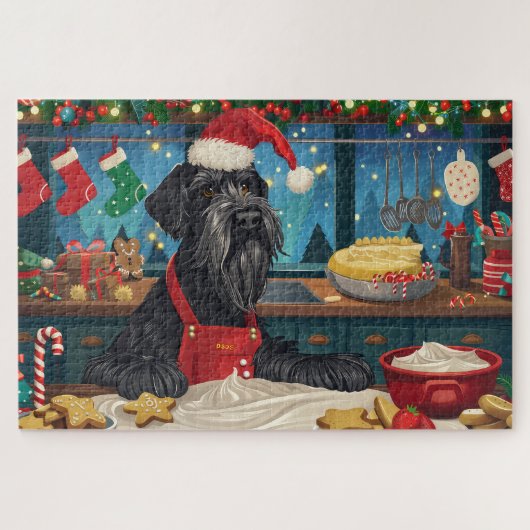 Giant Schnauzer Holiday Baking: Feestelijke Kerst Legpuzzel (Horizontaal)