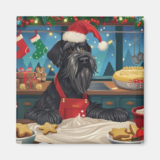 Giant Schnauzer Holiday Baking: Feestelijke Kerst Magneet (Voorkant)