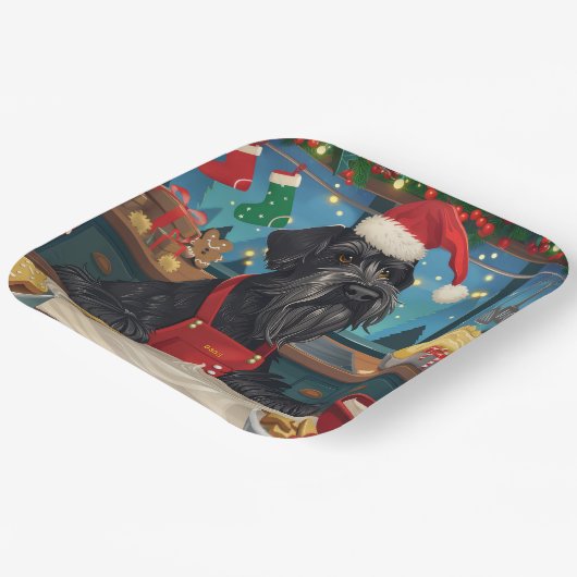 Giant Schnauzer Holiday Baking: Feestelijke Kerst Papieren Bordje (Gebogen)