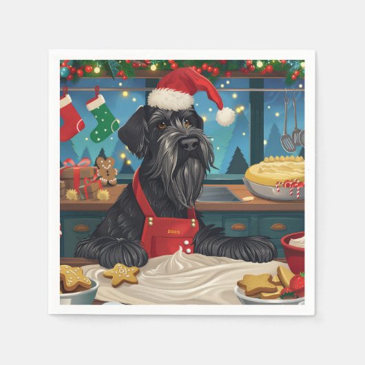 Giant Schnauzer Holiday Baking: Feestelijke Kerst Servet (Voorkant)