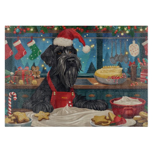 Giant Schnauzer Holiday Baking: Feestelijke Kerst Snijplank (Voorkant)