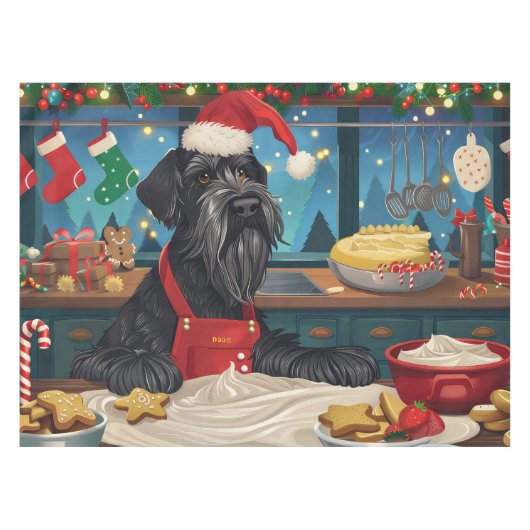 Giant Schnauzer Holiday Baking: Feestelijke Kerst Tafelkleed (Voorkant (Horizontaal))