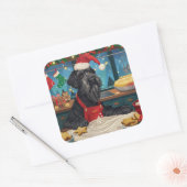 Giant Schnauzer Holiday Baking: Feestelijke Kerst Vierkante Sticker (Envelop)