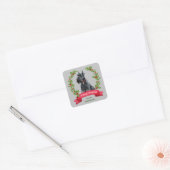 Giant Schnauzer Hond Holly Banner Kerstmis Vierkante Sticker (Envelop)
