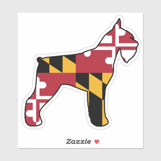 Giant Schnauzer Hond Silhouet met Maryland Vlag Sticker (Vel)