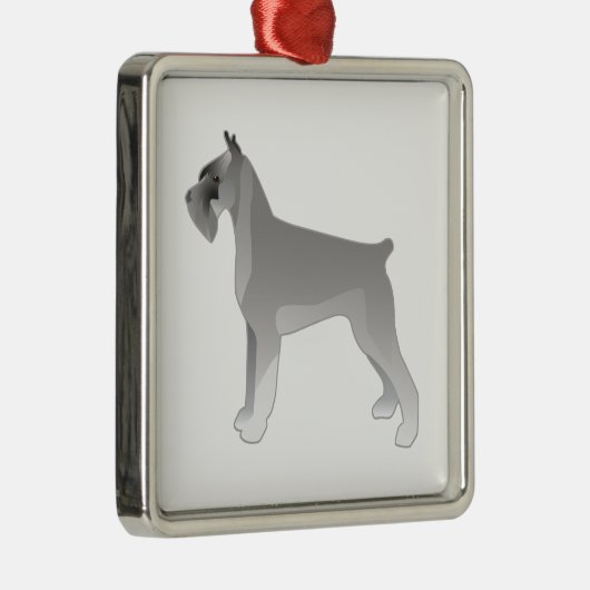 Giant Schnauzer Hondenras Illustration Silhouette Metalen Ornament (Rechts)