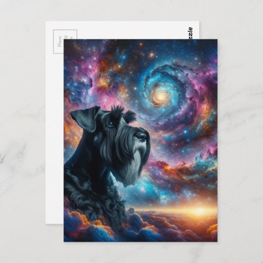 Giant Schnauzer in de kosmos Briefkaart (Voorkant / Achterkant)