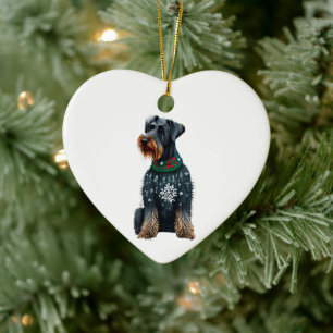 Giant Schnauzer in Kersttrui Keramisch Ornament